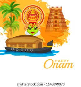 Illustration Of Happy Onam Background.