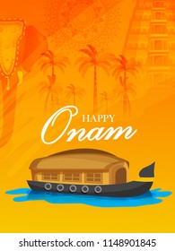 Illustration Of Happy Onam Background.