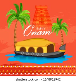 Illustration Of Happy Onam Background.