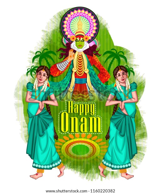 Illustration Happy Onam Festival Stock Vector (Royalty Free) 1160220382 ...