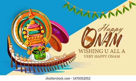 Illustration Happy Onam Festival South India Stock Vector (Royalty Free ...