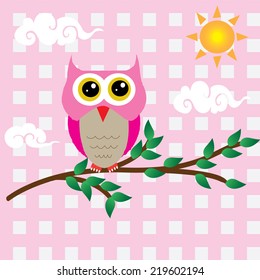 Illustration of a happy Owl and sun