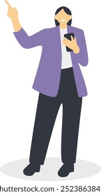 Illustration of Happy Person Holding Smartphone. Isolated Vector Character