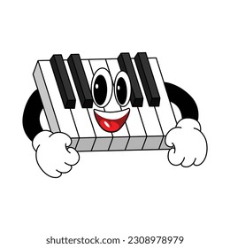 Illustration of Happy Piano Mascot Character