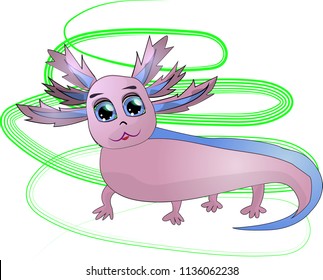 Illustration of a Happy Pink Axolotl vector EPS10