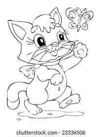 Illustration of the happy playful cat