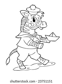 Illustration of the happy playful zebra