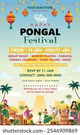 Illustration Happy Pongal Festival of India Poster Hintergrund mit Farbverlauf-Farbkonzept