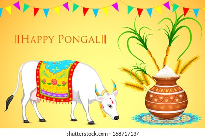 illustration of Happy Pongal greeting background