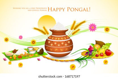 illustration of Happy Pongal greeting background