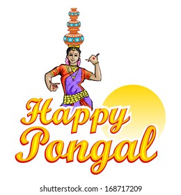 illustration of Happy Pongal greeting background