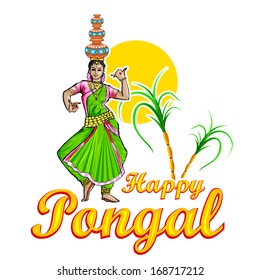 illustration of Happy Pongal greeting background