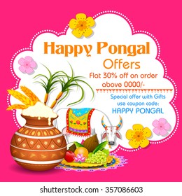 illustration of Happy Pongal greeting background