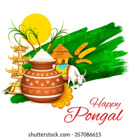 ilustração de fundo saudação Pongal feliz