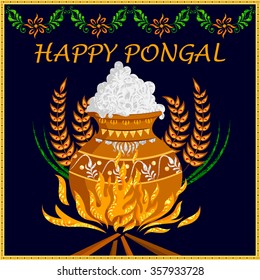 illustration of Happy Pongal greeting background