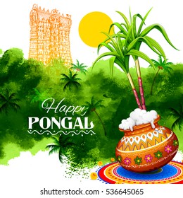 illustration of Happy Pongal greeting background