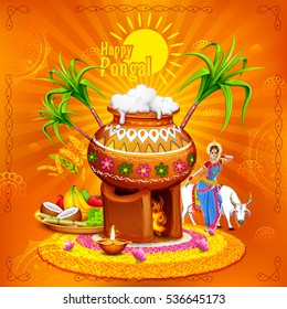 illustration of Happy Pongal greeting background