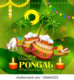 ilustração de fundo saudação Pongal feliz