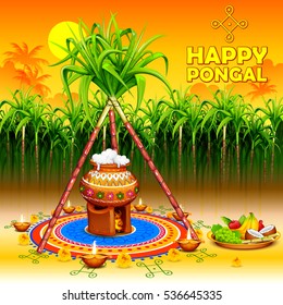 ilustração de fundo saudação Pongal feliz