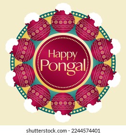 illustration of Happy Pongal, a Harvest festival celebrating in Tamilnadu India