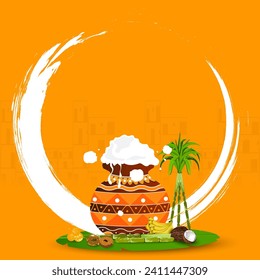 Illustration of Happy Pongal Holiday Background for Pongal Festival of India.