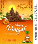 illustration of Happy Pongal Holiday Harvest Festival of Tamil Nadu South India greeting background