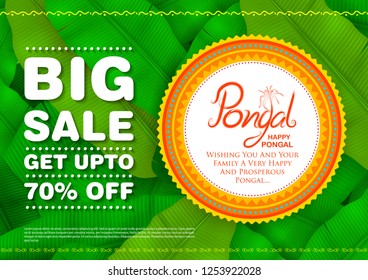 illustration of Happy Pongal Holiday Harvest Festival of Tamil Nadu South India Sale and Advertisement background