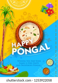 illustration of Happy Pongal Holiday Harvest Festival of Tamil Nadu South India greeting background