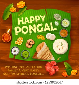 illustration of Happy Pongal Holiday Harvest Festival of Tamil Nadu South India greeting background