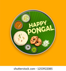 illustration of Happy Pongal Holiday Harvest Festival of Tamil Nadu South India greeting background