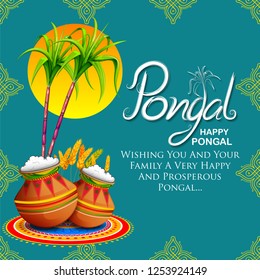 illustration of Happy Pongal Holiday Harvest Festival of Tamil Nadu South India greeting background