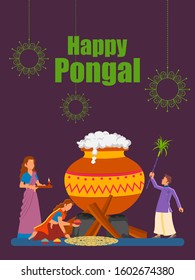 illustration of Happy Pongal Holiday Harvest Festival of Tamil Nadu South India greeting background