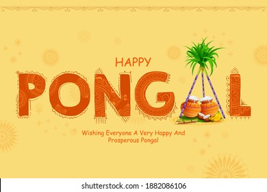 illustration of Happy Pongal Holiday Harvest Festival of Tamil Nadu South India greeting background