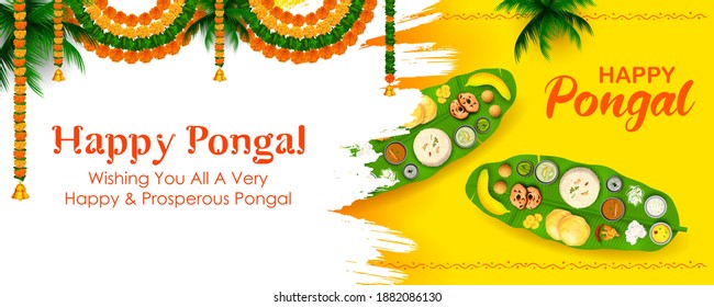 illustration of Happy Pongal Holiday Harvest Festival of Tamil Nadu South India greeting background