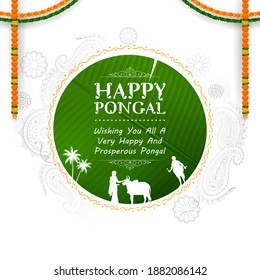 illustration of Happy Pongal Holiday Harvest Festival of Tamil Nadu South India greeting background