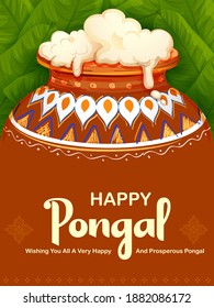 illustration of Happy Pongal Holiday Harvest Festival of Tamil Nadu South India greeting background