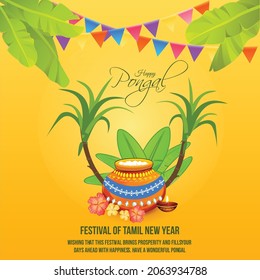 Illustration Of Happy Pongal Holiday Harvest Festival Of Tamil Nadu South India Greeting Background Poster Creative Flyer 