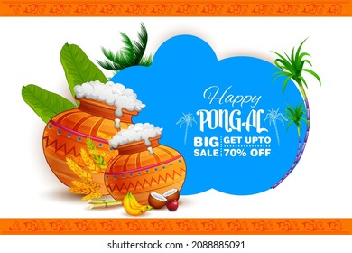 illustration of Happy Pongal Holiday Harvest Festival of Tamil Nadu South India greeting background