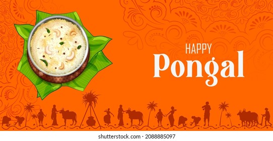 illustration of Happy Pongal Holiday Harvest Festival of Tamil Nadu South India greeting background