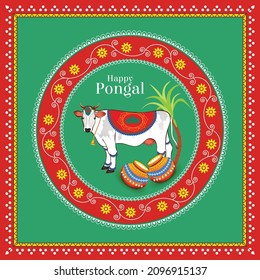 Illustration Of Happy Pongal Holiday Harvest Festival Of Tamil Nadu South India Greeting Background Poster Creative Flyer 