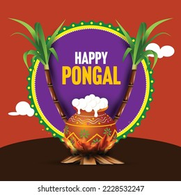 illustration of Happy Pongal Holiday Harvest Festival of Tamil Nadu South India greeting background