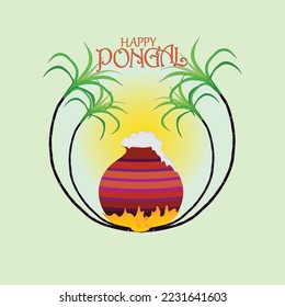 illustration of Happy Pongal Holiday Harvest Festival of Tamil Nadu South India greeting background