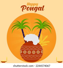 Illustration of Happy Pongal Holiday Harvest Festival of Tamil Nadu South India greeting vector background