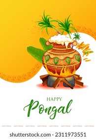 illustration of Happy Pongal Holiday Harvest Festival of Tamil Nadu South India greeting background