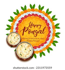 illustration of Happy Pongal Holiday Harvest Festival of Tamil Nadu South India greeting background