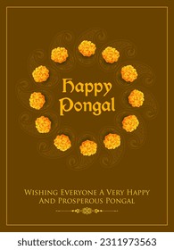 illustration of Happy Pongal Holiday Harvest Festival of Tamil Nadu South India greeting background