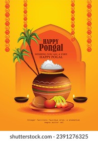 illustration of Happy Pongal Holiday Harvest Festival of Tamil Nadu South India greeting background