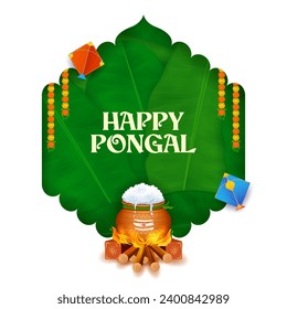 illustration of Happy Pongal Holiday Harvest Festival of Tamil Nadu South India greeting background