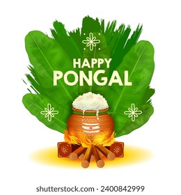 illustration of Happy Pongal Holiday Harvest Festival of Tamil Nadu South India greeting background