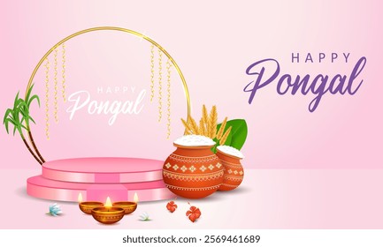 illustration of Happy Pongal Holiday Harvest Festival of Tamil Nadu South India greeting background